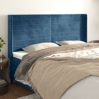 voodipeats servadega, tumesinine, 163x16x118/128 cm, samet