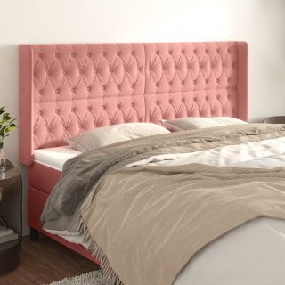 voodipeats servadega, roosa, 183x16x118/128 cm, samet