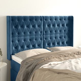 voodipeats servadega, tumesinine, 147x16x118/128 cm, samet