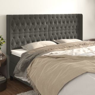 voodipeats servadega, tumehall, 183x16x118/128 cm, samet