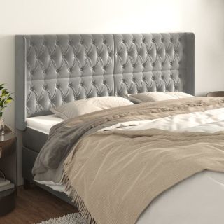voodipeats servadega, helehall, 183x16x118/128 cm, samet