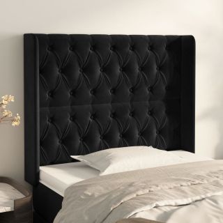 voodipeats servadega, must, 93x16x118/128 cm, samet