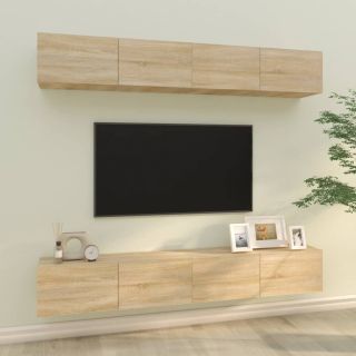 seina telerikapid 4 tk, Sonoma tamm, 100 x 30 x 30 cm