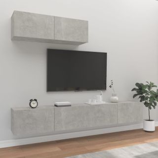 3-osaline telerikappide komplekt, betoonhall, tehispuit