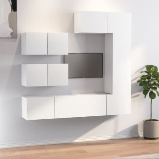 6-osaline telerikappide komplekt, valge, tehispuit