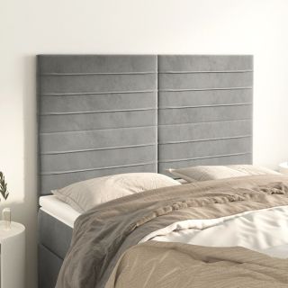 изголовья 4 шт., светло-серые, 72x5x78/88 см, бархат