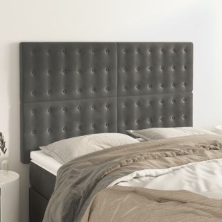 voodipeatsid 4 tk, tumehall, 72x5x78/88 cm, samet
