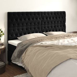 voodipeatsid 4 tk, must, 90x7x78/88 cm, samet