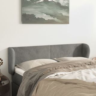 voodipeats servadega, helehall, 147x23x78/88 cm, samet