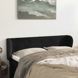 voodipeats servadega, must, 147x23x78/88 cm, samet