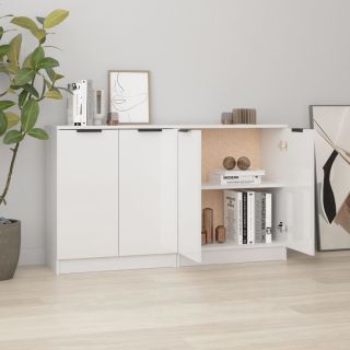 Буфеты 2 шт., глянцевые белые, 60 x 30 x 70 см, искусственное дерево