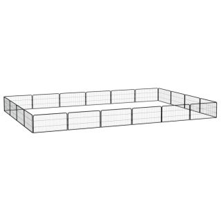20 paneeliga koera mänguaed must 100x50 cm pulbervärvitud teras