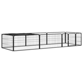 8 paneeliga koera mänguaed must 100x50 cm pulbervärvitud teras