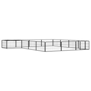 16 paneeliga koera mänguaed must 100x50 cm pulbervärvitud teras