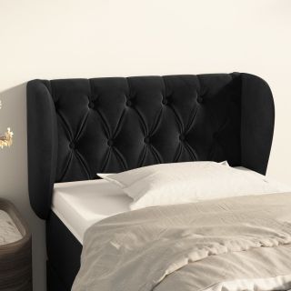 voodipeats servadega, must, 83x23x78/88 cm, samet