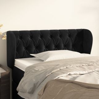voodipeats servadega, must, 93x23x78/88 cm, samet