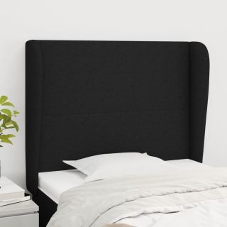 изголовье с бортиками, черное, 93x23x118/128 см, ткань