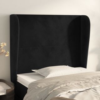 voodipeats servadega, must, 93x23x118/128 cm, samet