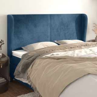 voodipeats servadega, tumesinine, 183x23x118/128 cm, samet
