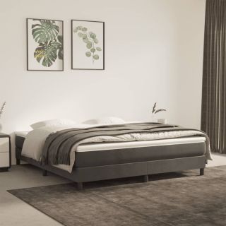 kontinentaalvoodi madratsiga, tumehall, 180x200 cm, samet