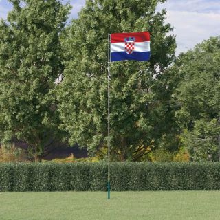 Horvaatia lipp ja lipumast, 5,55 m, alumiinium