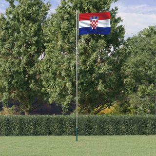 Horvaatia lipp ja lipumast, 6,23 m, alumiinium