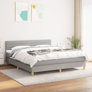 kontinentaalvoodi madratsiga, helehall, 160x200 cm, kangas