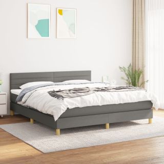 kontinentaalvoodi madratsiga, tumehall, 160x200 cm, kangas