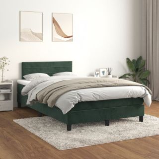 континентальная кровать с матрасом, темно-зеленая, 120x200 см, бархат