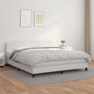 kontinentaalvoodi madratsiga, valge, 180x200 cm, kunstnahk