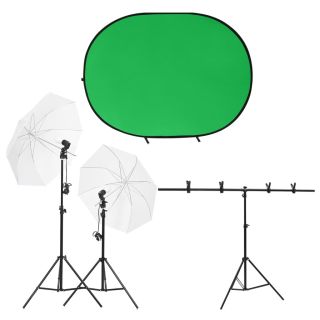 fotostuudio komplekt valgustuse ja taustaekraaniga