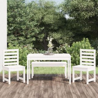 4-osaline aia söögimööbli komplekt, valge, männipuit