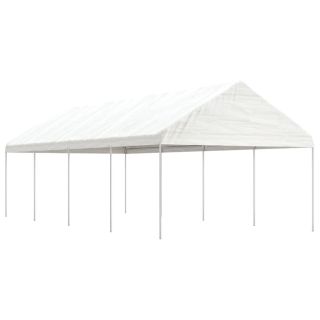 katusega varjualune, valge, 8,92 x 4,08 x 3,22 m, polüetüleen