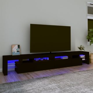 Тумба под телевизор со светодиодной подсветкой, черная, 260x36,5x40 см