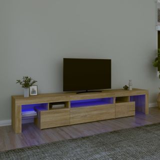 Подставка под телевизор со светодиодной подсветкой, дуб Сонома, 215x36,5x40 см