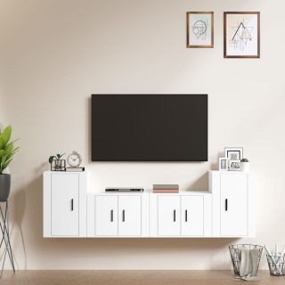 4-osaline telerikappide komplekt, valge, tehispuit