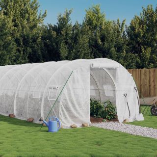 kasvuhoone terasraamiga, valge, 42 m², 14x3x2 m