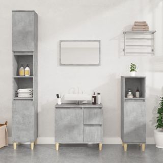 3-osaline vannitoakappide komplekt, betoonhall tehispuit