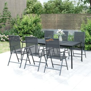 7-osaline aia söögimööbli komplekt, antratsiithall, teras