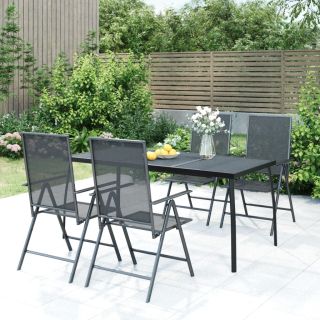 5-osaline aia söögimööbli komplekt, antratsiithall, teras