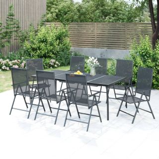 9-osaline aia söögimööbli komplekt, antratsiithall, teras