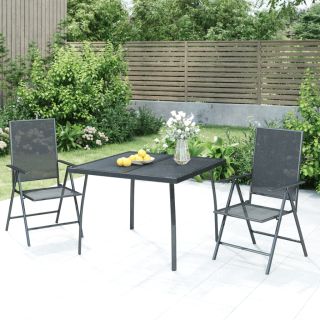 3-osaline aia söögimööbli komplekt, antratsiithall, teras