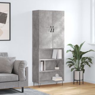kõrge kapp, betoonhall, 69,5 x 34 x 180 cm,tehispuit
