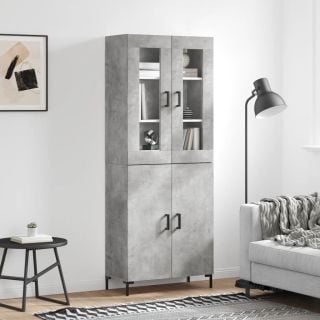 kõrge kapp, betoonhall, 69,5 x 34 x 180 cm,tehispuit