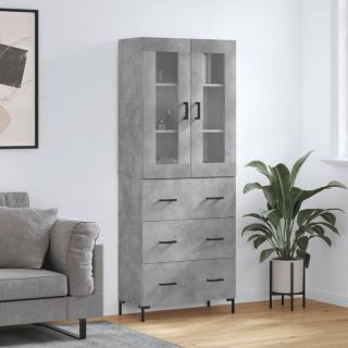 kõrge kapp, betoonhall, 69,5 x 34 x 180 cm,tehispuit
