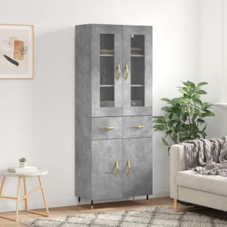 kõrge kapp, betoonhall, 69,5 x 34 x 180 cm,tehispuit