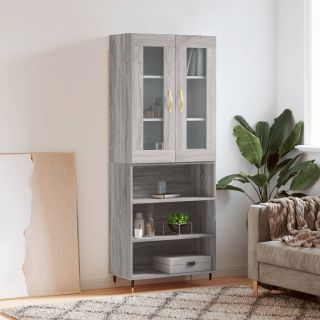 высокий шкаф, серый дуб Сонома, 69,5 x 34 x 180 см, искусственное дерево