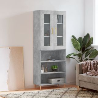 высокий шкаф, бетонно-серый, 69,5 x 34 x 180 см, искусственное дерево