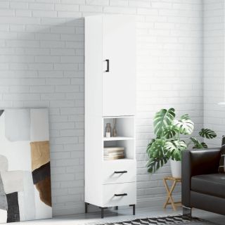 высокий шкаф, белый, 34,5x34x180 см, искусственное дерево