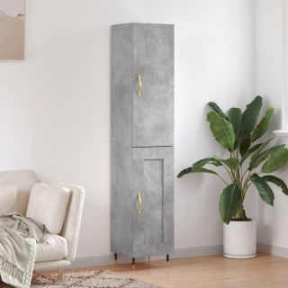 kõrge kapp, betoonhall, 34,5x34x180 cm, tehispuit